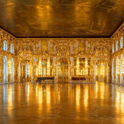 "Золотой" Тронный зал Большого Екатерининского д-ца с огромным плафоном. 1750-е гг.