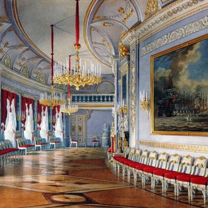 Гатчинский д-ц. Чесменская галерея. В войну была разграблена немцами. Пока не воссоздана.